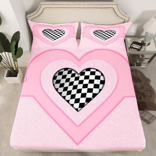 Manfei Racing Checkered Flag Fitted Sheet Set Queen Size