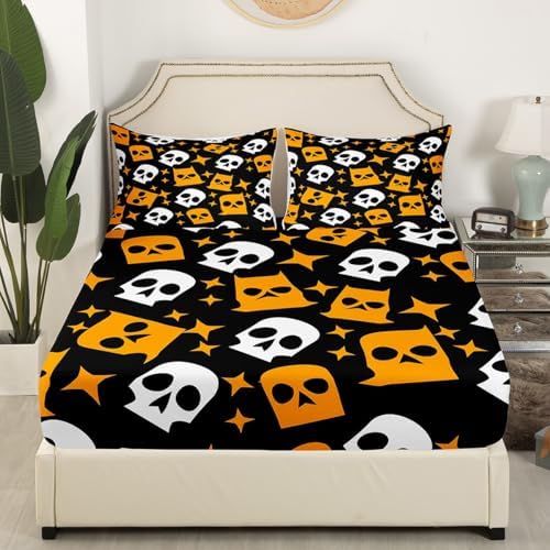 Manfei Halloween Skull Ghost Queen Fitted Sheet Set 1
