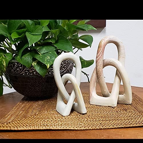 Entwined Love Knot Sculpture 8 Inch Natural Soapstone