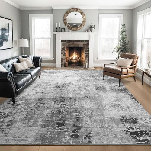 Ompaa 6x9 Gray Boho Area Rug - Non Slip Machine Washable