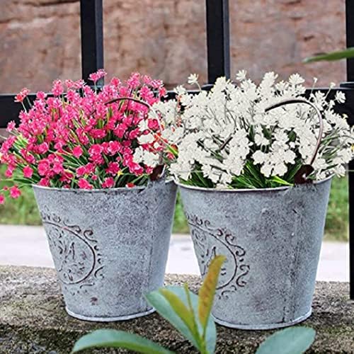6 Bundles UV Resistant Artificial Flowers Bouquet 7 Stems 37cm White