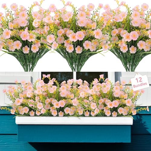 MACTING 12 Bundles Pink Artificial Flowers