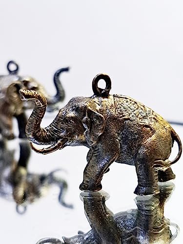 Thai Sawasdee Black Brass Elephant Statues - Miniature Home Decor