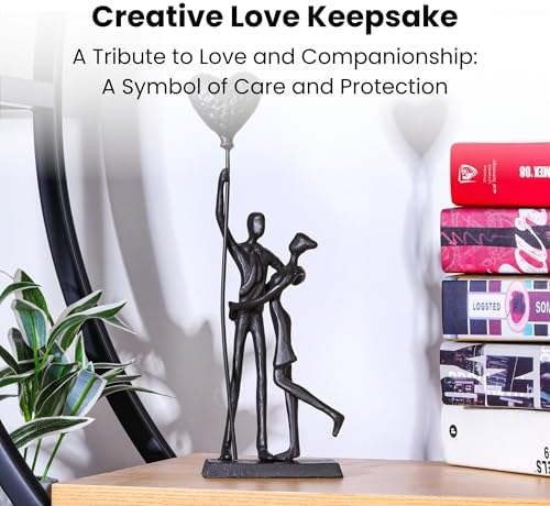 Handcrafted Iron Couple Sculpture - Romantic Home Decor