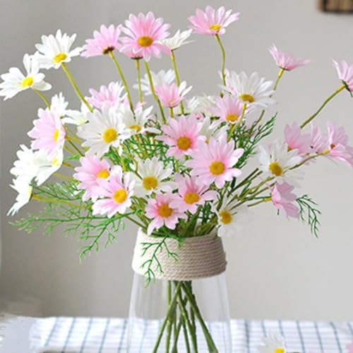 OUKEYI 10 Bundles Artificial Silk Daisy Flowers
