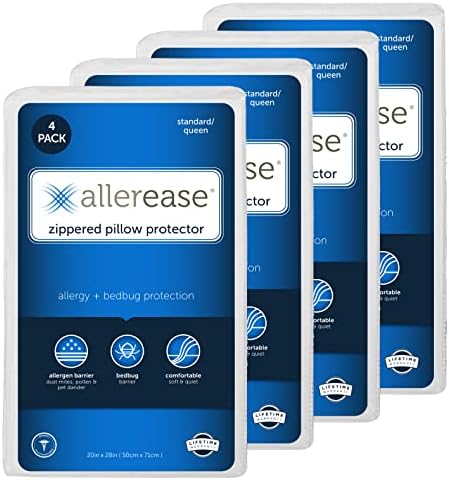 Aller-Ease Set of 4 Pillow Protectors - Moisture Wicking Allergy Protection