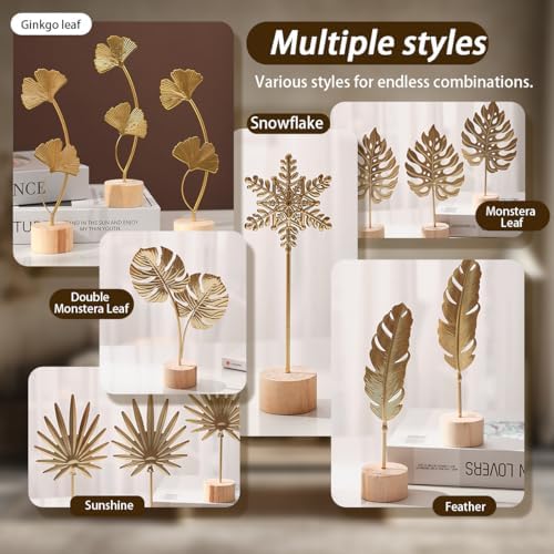 Uimoky Gold Leaf Decor Set 3PCS Modern Sculptures