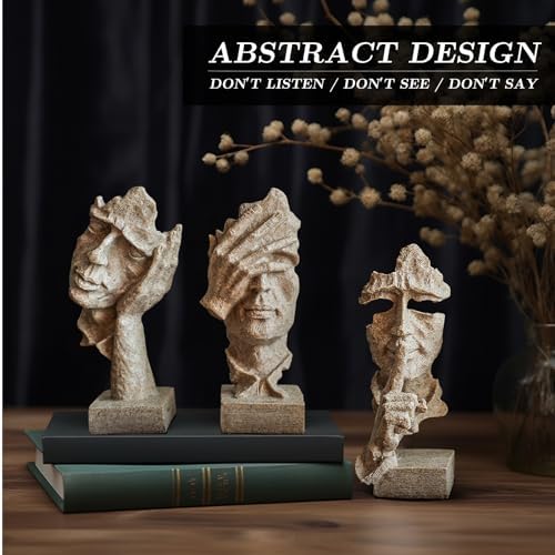 3 Pcs See No Evil Hear No Evil Statue Set