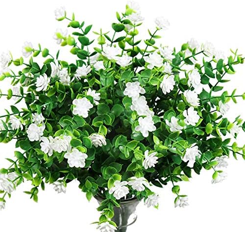 YOSICHY 6-Pack Artificial White Flowers Outdoor Decor