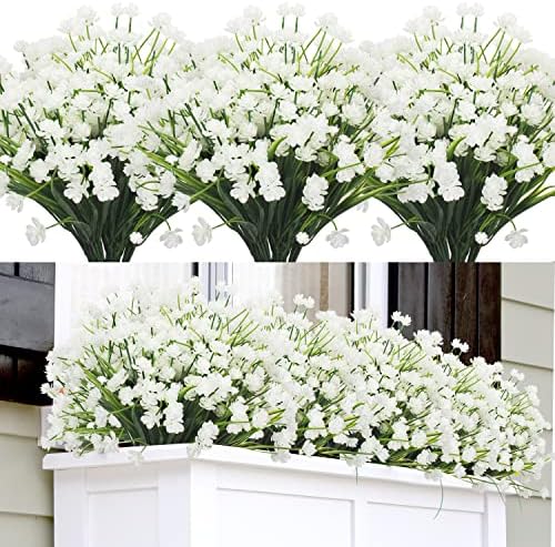 Grunyia Artificial Fake Flowers White 12 Bundles