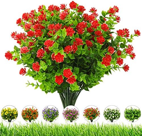 DRT DERUITAI Artificial Flowers Outdoor Red