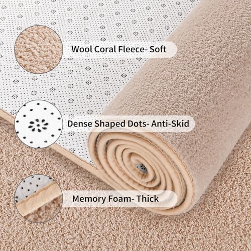 FlyDOIT 4x6 Ivory Memory Foam Rug