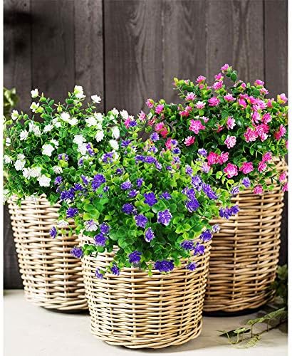 YOSICHY 6-Pack Artificial White Flowers Outdoor Decor