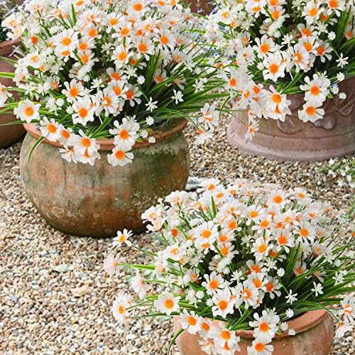 KIMOBER 8 Bundle Artificial White Daisy Flowers