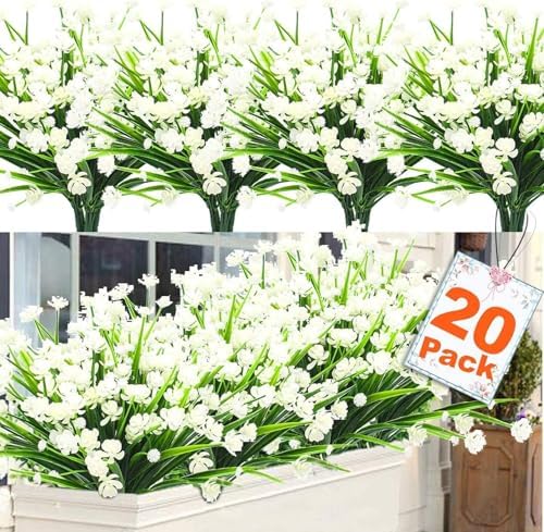 TURNMEON 20 Pcs Artificial White Flowers Set