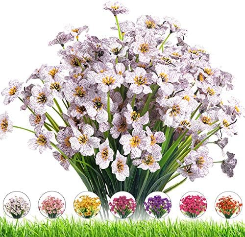 DRT DERUITAI 24 Bundle UV Resistant Artificial Violet Flowers