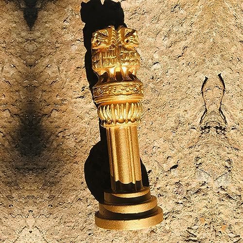 Wooden Ashoka Stambh 6 Inch Golden Brass Decor Pillar