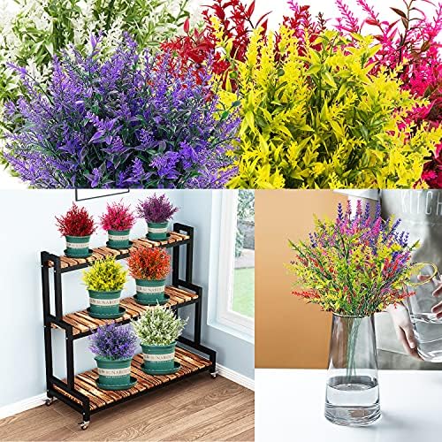 NOV FIRE Artificial Lavender Flowers - 20 Bundles UV Resistant Decor
