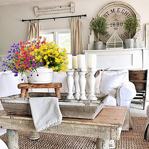 Grunyia Artificial Flowers 20 Pcs White UV Resistant