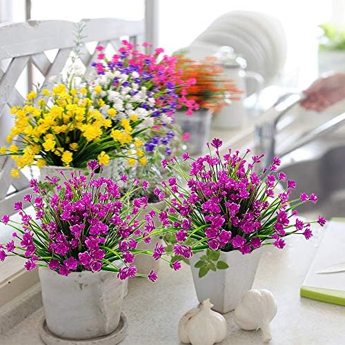 Grunyia Artificial Flowers 20 Bundles Purple UV Resistant Decor