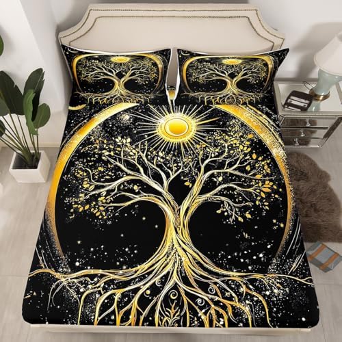 Manfei Tree of Life Fitted Sheet Set Queen Size