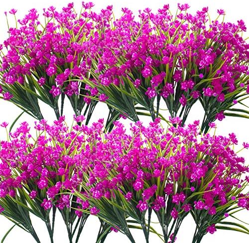 Grunyia Artificial Flowers 20 Bundles Purple UV Resistant Decor