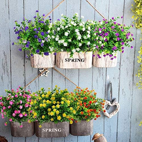 YOSICHY 6-Pack Artificial White Flowers Outdoor Decor