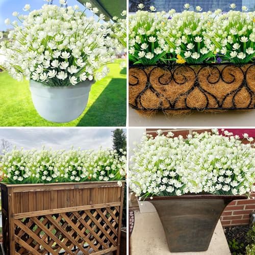 TURNMEON Artificial Flowers 12 Bundles for Outdoor Decor