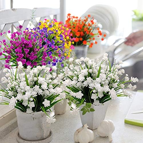 Grunyia Artificial Flowers 20 Pcs White UV Resistant