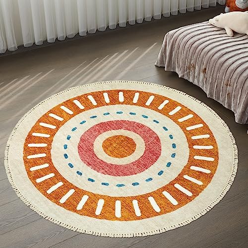 Lukinbox Boho Round Kids Rug - 6ft Sun Washable Area Rug