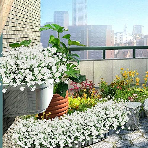 ArtBloom 20 Bundles UV Resistant Artificial Flowers for Home and Garden