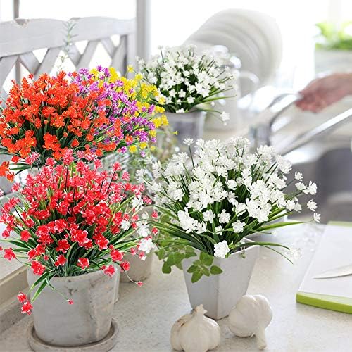 ArtBloom 20 Bundles UV Resistant Artificial Flowers for Home and Garden