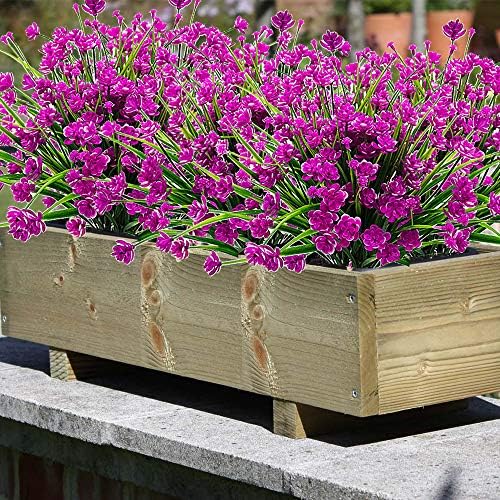 Grunyia Artificial Flowers 20 Bundles Purple UV Resistant Decor