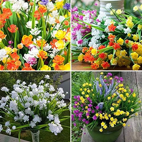 ArtBloom 20 Bundles UV Resistant Artificial Flowers for Home and Garden