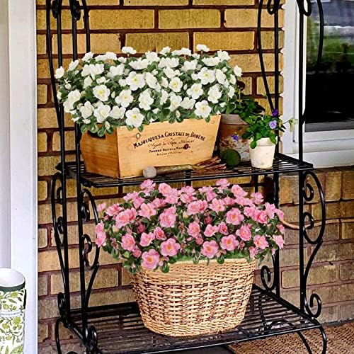 GTIDEA Artificial Azalea Bouquet for Outdoor Decor Pink