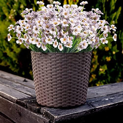 DRT DERUITAI 24 Bundle UV Resistant Artificial Violet Flowers