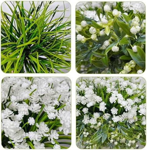 Ruidazon 36 Pcs Artificial Flowers Mixed White Outdoor Decor