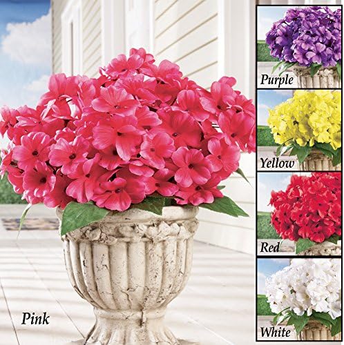 Collections Etc Artificial Impatiens Bush Set of 3 White
