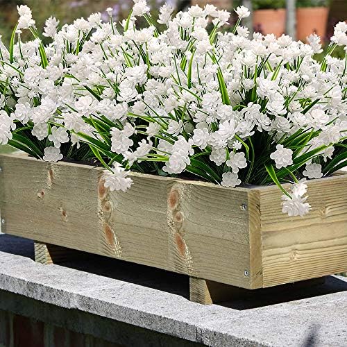 Grunyia Artificial Flowers 20 Pcs White UV Resistant