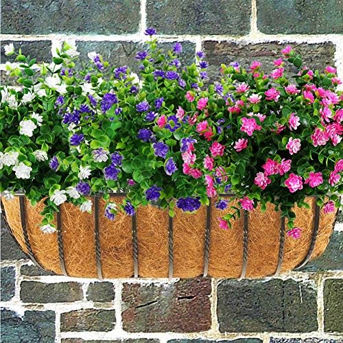 YOSICHY 6-Pack Artificial White Flowers Outdoor Decor