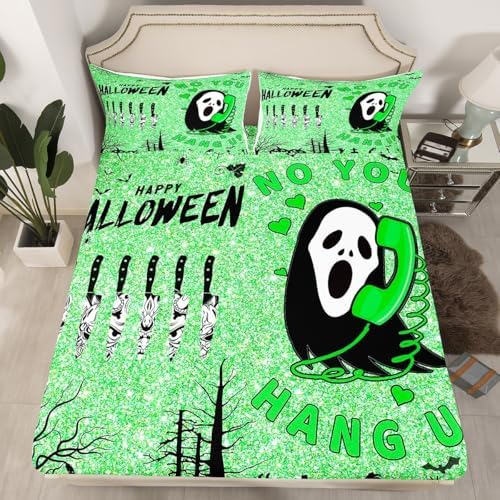 Manfei Halloween Fitted Sheet Set Queen Size 1
