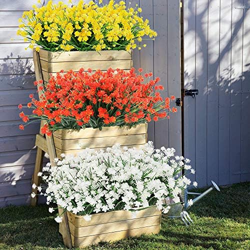 ArtBloom 20 Bundles UV Resistant Artificial Flowers for Home and Garden