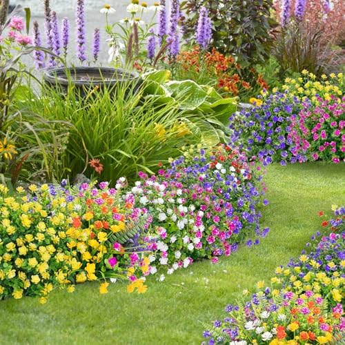 Bassion 20 Bundles Artificial Flowers for Outdoor Decor