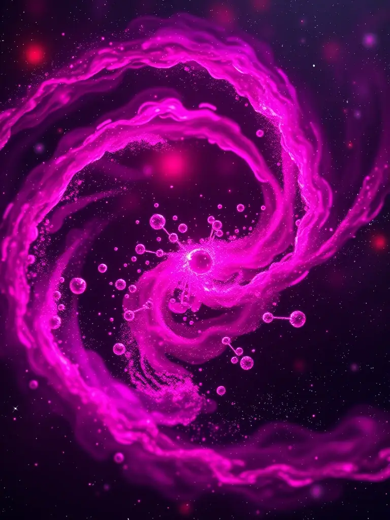 An abstract representation of dark matter particles interacting, illustrating the concept of uncovering hidden value.